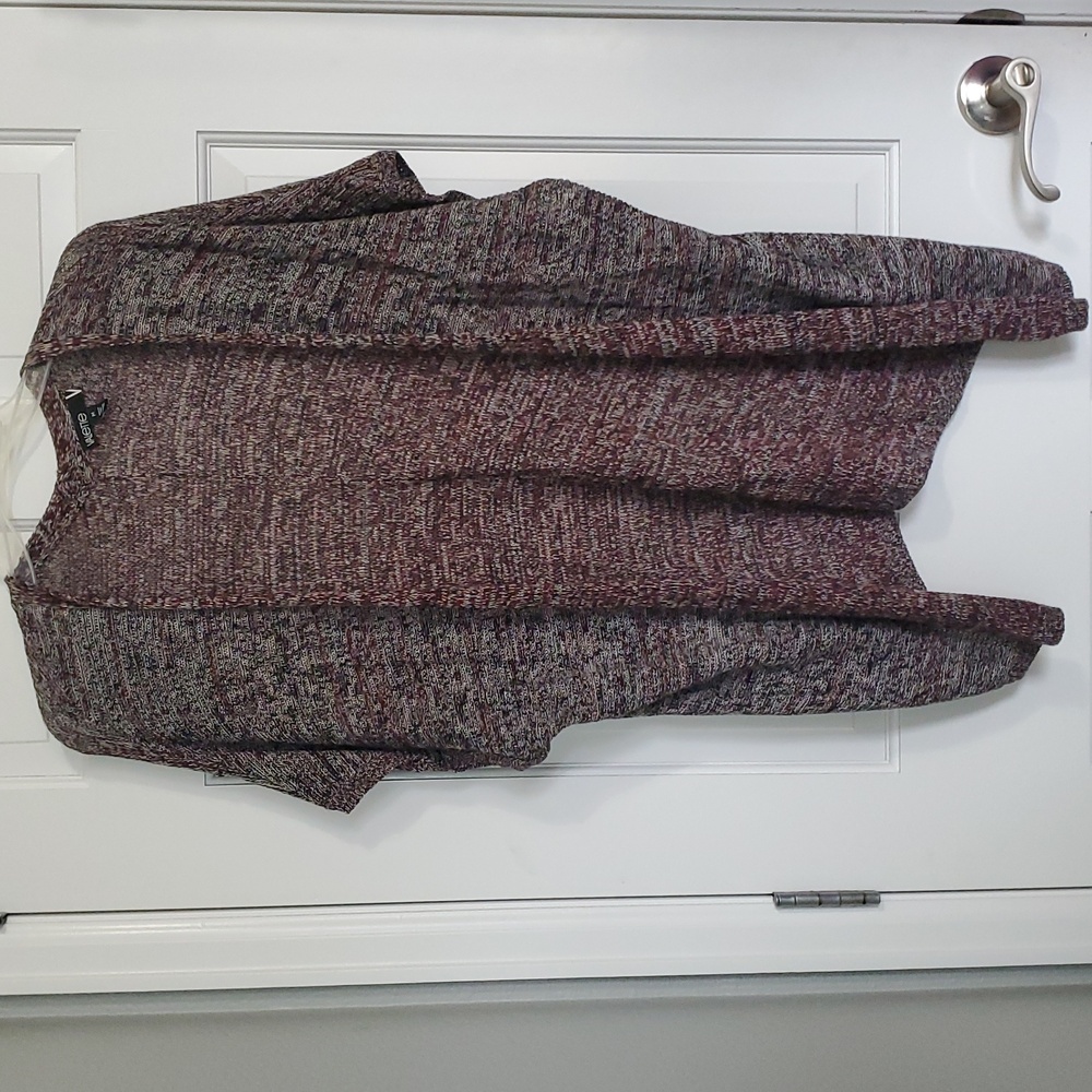 Valette Black/ White/Maroon Oversized Short Sleeve Cardigan Relaxed Fit Sz M